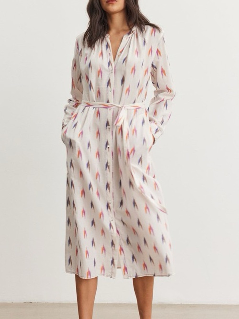 NEW VELVET BY GRAHAM & SPENCER alta ikat belted midi dress XS